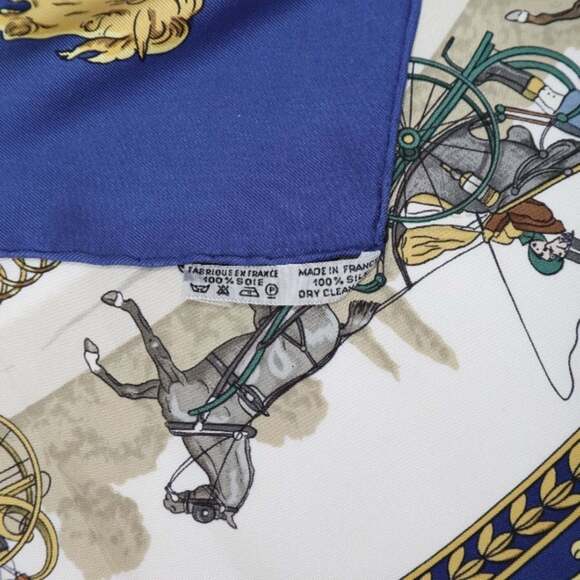 HERMES Authentic Blue Silk Scarf - Picture 3 of 5